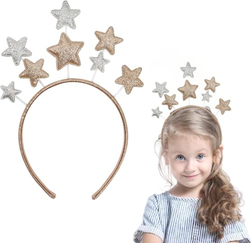 Athem Weihnachten Stern Haarreifen - Glitzer Gold Silber Stern Stirnband Weihnachten Haarband für Damen Mädchen, Weihnachten Party Haarbänder für Urlaub Geburtstag Party Festival