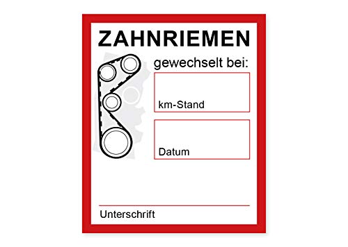 Aufkleber Auto Zahnriemen gewechselt Service Wechsel Kundendienst Wartung Auto KFZ Waschstrassenfest und Witterungsbeständig (1)