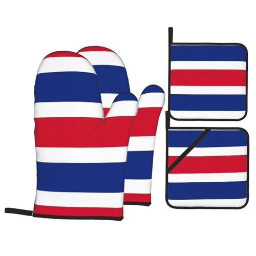 Ofenhandschuhe und Topflappen, Motiv: Flagge von Costa Rica, rutschfest, Küchenhandschuh, zum Kochen, Backen, Grillen