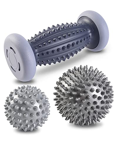 BOENFU Igelball Fußmassage Ball 3er Set Fußmassage Roller Hart Igelball Faszienball für Füße, Innovativer Fußmassageroller Fuß Igelball zur Linderung von Muskelkater