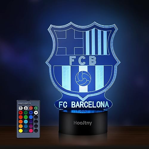 HooJtny Barcelona Lampe, Barcelona Fußball Nachtlicht 3D Led, 16 Farben USB Wiederaufladbar, Geschenk für Kinder