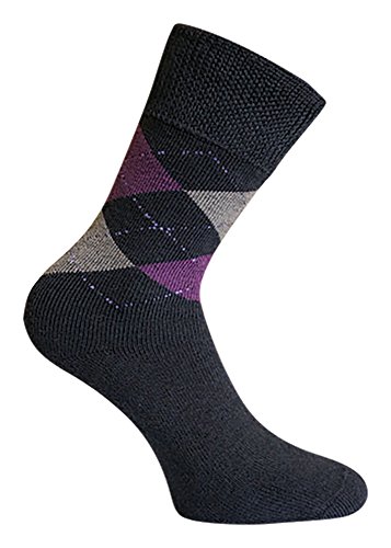 6 Paar Damen Thermo-Socken, 5546 kariert, Größe 35-38