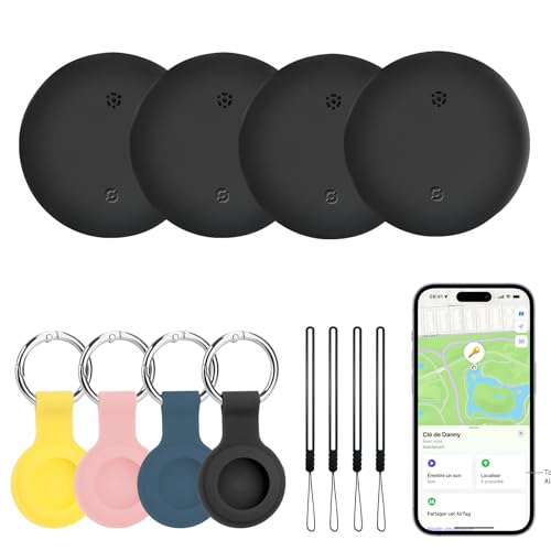 Smart Tag Pro,4er Pack Air Tag Smart Tracker,Schlüsselfinder, Koffer Tracker kompatibel mit Apple Wo ist APP (nur iOS),für Schlüssel,Gepäck,Brieftasche,IP67 wasserdicht,Schutzhülle und Schlüsselbänder