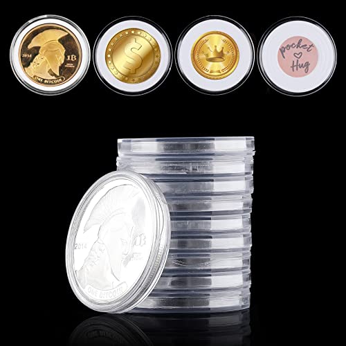 Grevosea 12 Stück 46mm Transparente Münzsammlung Coin Case Runde Kunststoff-münzkapseln Münzhalte Kapseln Runder Münzbehälter Münzen Aufbewahrung mit 12 inneren Abstandshaltern,für Münzsammlung Bedarf