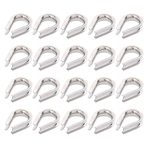 FSSTUD 20 Stück 6 mm Edelstahl-Drahtseil-Fingerhüte, Kabelkauschen, Boots-Takeling-Fingerhüte, industrielle Draht-Fingerhüte, Metall-Takeling-Fingerhüte, glatte Seil-Fingerhüte für Marine-Bau