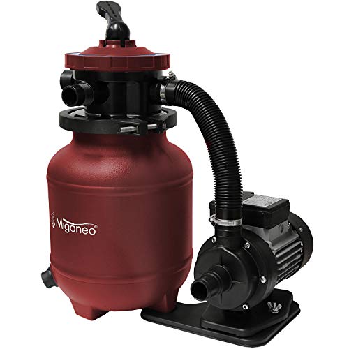 Miganeo Sandfilteranlage Speed Clean Dynamic 6500 - Rot | Pumpenleistung 4.500 l/h | Filterleistung 3.900 l/h | Filteranlage für Pools bis 20.000 Liter | Stromsparende 200 Watt