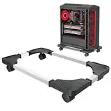 CPU Ständer Für PC, Computer Desktop Ständer, Universal Einstellbare CPU Halterung, Gehäuse Mobil-Ständer mit 4 Abschließbar Rollen CPU-Wagen Unter Schreibtisch - Schwarz