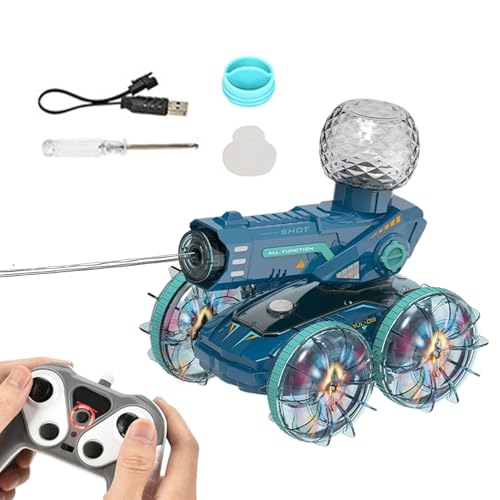 Dtaigou RC Auto | RC Leuchtfahrzeug Für Land & Wasser - LED-Fernsteuerauto Mit Einstellbarer Geschwindigkeit Und Wasserwerfer Für Racing Geländefahren Outdoor Wettbewerbe Pool Indoor Drifting