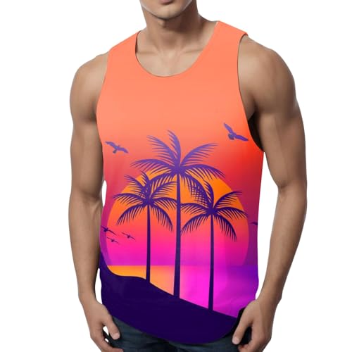 Herren 3D Druck Tank Top, Shirt Herren Basic, Ärmelloser Muskelshirt Bodybuilding Unterhemd Classic Schnelltrocknendes Funktionsshirt Premium Weich Tee Top Muscle-Shirt 2024