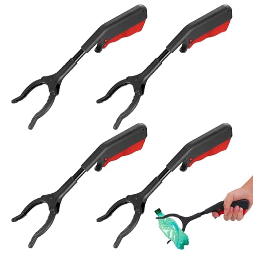 4 Stück Greifer für Senioren,Müllgreifer Kinder Greifzange 28cm Tragbare Müllzange Greifzange,Multifunktionale Greifzange für Müll für den mobilen Einsatz im Alltag,Artikelrecycling
