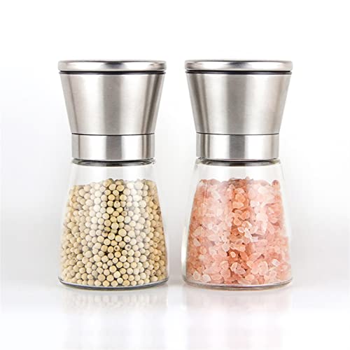 WMDSYGD Gewürzmühlen 2 Stück Keramische Edelstahl Salz Manuelle Pfeffermühle Gewürzschleifungsstab Kochtool Kochen Werkzeug for Fleischrestaurants Salzmühlen