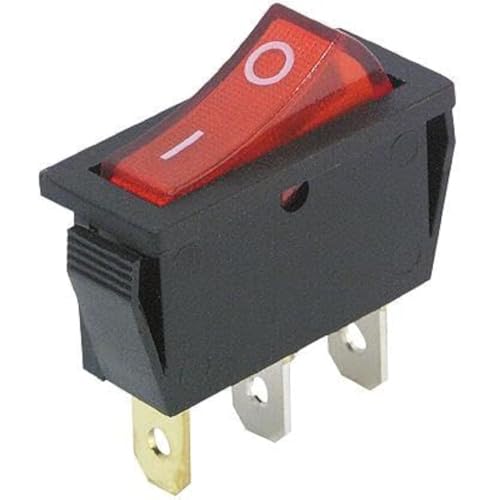 MC POWER - Wippenschalter | schwarz, beleuchtet, 3-polig, 250V~/15A, 125V=/20A, 2 Stellungen: EIN/AUS