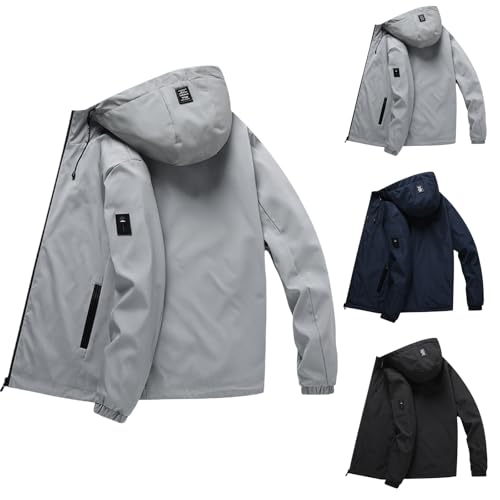 ZWDC Softshelljacke Herren Wasserdicht Winddicht Warme Winterjacke Windbreaker Funktionsjacke Sportlich Übergangsjacke Winter Warm Langarm Blouson Jacke mit Kapuze für Wandern
