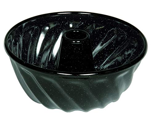 Riess, 0495-022, Gugelhupfform 22, CLASSIC - BACKFORMEN, Durchmesser 22 cm, Höhe 10,3 cm, Inhalt 2,00 Liter, Emaille, schwarz, Napfkuchenform