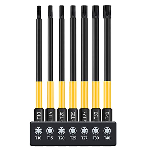 Torx Bit Set 100mm Lang 1/4" Magnetische Torx Schraubendreher Bit Set länge T10-T40 Sternenkopf Bits Satz fur Schraubenziehe