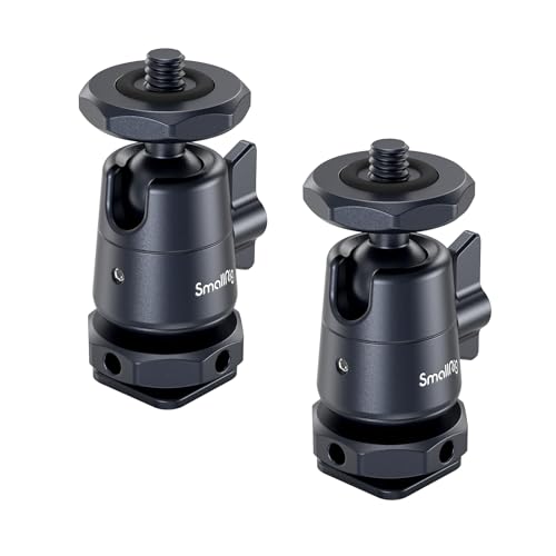 SMALLRIG Mini Ball Head (2er-Pack) mit 1/4"-Schraube und Abnehmbarer Schuhhalterung, 360 Grad drehbarer Aluminium-Stativkopf für Kamerastative, Einbeinstative, Camcorder, max. Belastung 1,5kg - 2948B