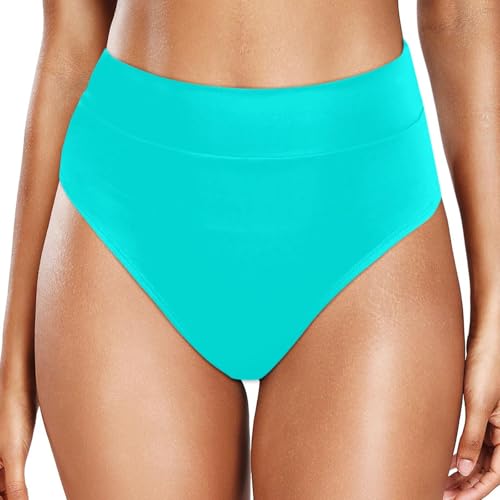 Eauptffy Damen Badeanzug Schwarze bauchweg Hohe Taille Badeshorts Abdominal Kontrolle Ruched Bikini Hose Volltonfarbe Retro Badehose Höschen