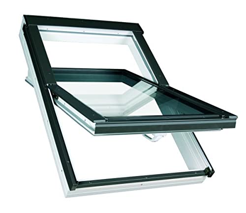 Kunststoff Dachfenster 66x118 cm OptiLight PVC THERMO von FAKRO Konzern | mit 2-fach Verglasung, Lüftungsblende und Eindeckrahmen für Ziegel | Schwingfenster von FAKRO Gruppe