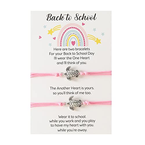 PTLLEND Armband Leuchtend Zurück zur Schule Geschenkarmband Plus Karte Zurück zur Schule Geschenke Armbandset für 2 Erster Schultag Armband Mama ich Armbänder für Mutter Armband Damen Ich