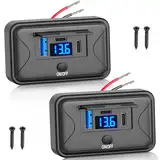 90W 12V USB Steckdosenleiste Wandhalterung, Dual 36W USB C und QC 18W Auto USB Port Ladegerät mit Voltmeter Schalter, wasserdichte Multi Port Steckdose 12V Zubehör für Auto Bus RV Truck