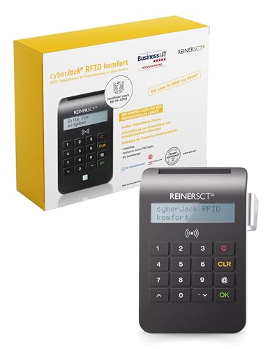 REINER SCT cyberJack RFID Chip-Kartenlesegerät komfort | Multi-Applikationsfähig für z.B. Elster; Online-Banking; Personalausweis)