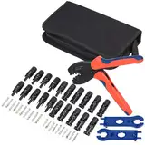 revolt KOMPATIBEL MIT MC4 Stecker: 44-teiliges Solarpanel-Steckeranschluss-Set mit Crimpzange und Tasche (KOMPATIBEL MIT MC4 Crimpzange Set, Solar Set, Verlängerungskabel)