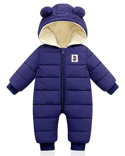Baby Winter Overall mit Kapuze, Strampler Schneeanzug Jungen Mädchen Langarm Jumpsuit Warm Outfits Geschenk 0-3 Monate