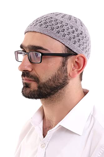 ihvan online Türkische muslimische Wintervernte Kufi -Hüte für Männer, Taqiya, Takke, Peci, islamische Mützen, islamische Geschenke, Standartgröße, Grau