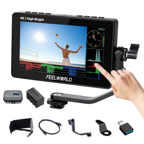 FEELWORLD F5PROX Kamera Field Monitor Touchscreen 1600Nit 5.5 Zoll 4K HDMI DSLR Video Externer Monitor mit F750 Akku Kameratasche Typ-C 3DLUT