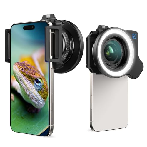10-20x Zoom-Makroobjektiv-Set mit Fülllicht für Smartphones,Makro-Telefonobjektiv mit universellem Objektivclip,HD-Makrofotografieobjektiv für iPhone und Android-Telefone