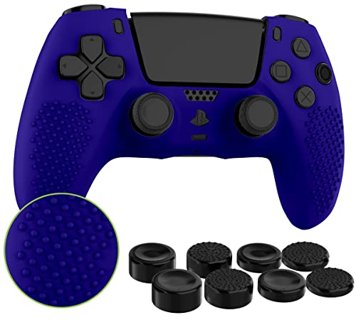MyGadget Silikon Hülle kompatibel mit PS5 Controller - mit 8 Thumbsticks (2X Paar Hoch | 2X Paar Tief) - Playstation 5 Dualsense Wireless Skin in Lila