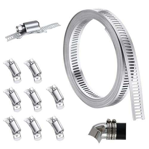 Schlauchschellen,Edelstahl Schlauchschellen Edelstahl,Verstellbar Schelle,3 Meter Lang Schlauchschelle,Mit 8 VerschlüSsen,Perforiert Schlauchklemme Geeignet FüR Wassertanks,Gasleitungen,Autorohre Usw