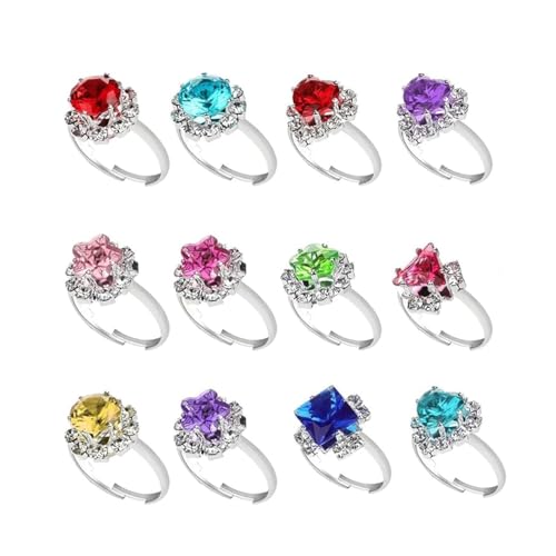 12 Stück Kinderringe Mädchen Prinzessin Schmuck Set, Mädchen Ringe Prinzessin Schmuck Set, Zufälliger Stil Perfekt für Geburtstag Party Favors Teenager Partybevorzugung Spielschmuck