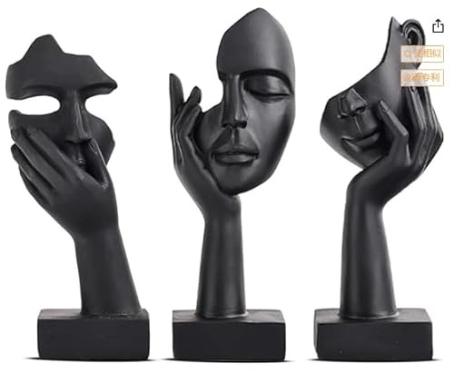 Schwarze Harz-Kunst-Skulpturen 3-Stücke Sammelbare Denker-Statue Moderne abstrakte minimalistische Skulptur Handwerk Dekoration Wohnzimmer Wein Kabinett Letzroom