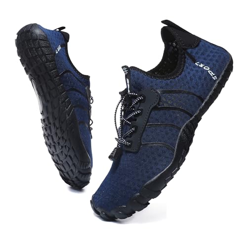 Badeschuhe Wasserschuhe Herren Damen Strandschuhe Barfußschuhe Sommer Schwimmschuhe Aquaschuhe Schnell Trocknen Surfschuhe Dunkelblau EU44