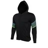 Fringoo® Herren-Trainingsshirt, Baselayer, Kapuzenpullover, durchgehender Reißverschluss, langärmeliges Shirt, Fitnessstudio, Thermoshirt, Größe S, M, L, XL, Stripes Green - Hoodie, M