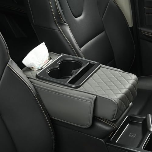 XIAOJINJU Armlehnenbox für Fahrzeuge Universal Auto Armlehnen Auflage PU Leder Car Armrest Box Pad mit Organizer Taschen Auto Mittelkonsole Pad Auto Armlehne Box Polster Mittelkonsole Abdeckung
