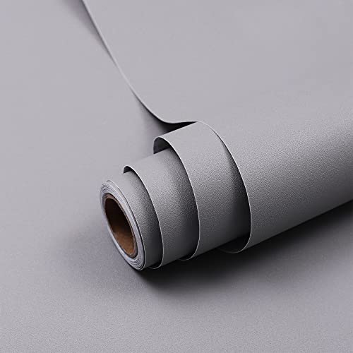 Hode Klebefolie Möbel Grau Matt 60X300cm Selbstklebende Möbelfolie für Möbel Wände Schrank Fensterbank Wasserdicht Schutz Folie DIY Dekorfolie Hellgrau Tapeten
