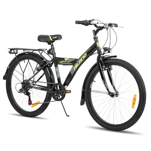 Hiland 24 Zoll Kinderfahrrad Mountainbike für Kinder Jungen Mädchen ab 6 7 8 9 10 Jahren mit 6 Gang Schaltung, Ständer, Schwarz