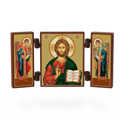 NKlaus - Jesus Christus - christliche Ikone Triptychon - Spasitel - reise Altar Holz 36177