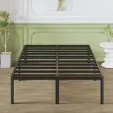 Lutown-Teen Metallbett 180x200 cm mit Rundes Beine, Höhe 46cm Ehebett Bettrahmen mit Metall Lattenrost, Schwarz