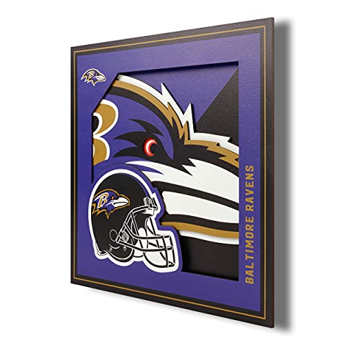 YouTheFan Unisex-Erwachsene Baltimore Ravens 3D-Logo-Serie Wandschmuck, 30,5 x 30,5 cm, Teamfarben, Einheitsgröße