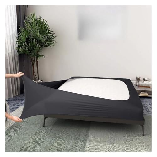 Boxspring-Abdeckung, Queen-Size-Größe, dehnbar, um 4 Seiten des Boxsprings, für Bettrock Twin/Full/Queen/King (dunkelgrau, voll)