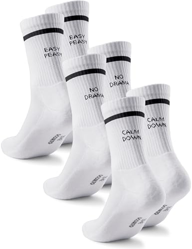 Occulto Damen & Herren Statement Tennis Socken 3er Pack (Modell: Leo) Easy 39-42