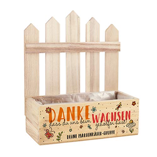 Herz & Heim® Dankeschön-Geschenk für Kindergarten, Grundschule, Nachhilfe - Pflanzkiste mit Aufdruck Kindergarten Uns
