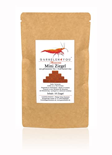 GARNELEN4YOU® Mini Ziegel | Premium Garnelen-Ziegel für Aquarien | Made in Germany | plastikfreie Verpackung | Miniatur Backstein Ziegelstein (10 Mini-Ziegel)
