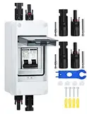 DC Trennschalter PV Anlage Leitungsschutzschalter Sicherungsautomat 2 Polig 15A 12V (12V-400V) Mit Kabel Solarstecker IP65 Wasserdicht Gehäuse
