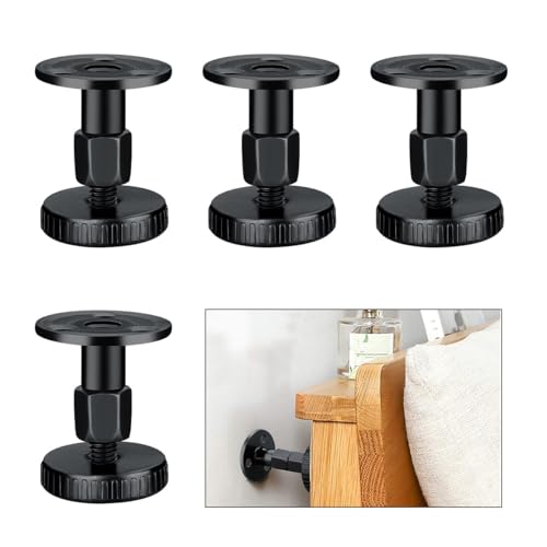 WWYSSZ 4 Stück Anti Shake Bettrahmen 26-60mm Verstellbares Bettgestell Kopfteil Stopper Stabilisator Bett Abstandshalter Wand Adjustable Anti-Shake Betten, für Schränke, Sofas (Schwarz)