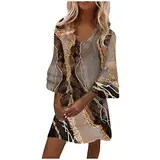 Sommerkleider Damen Knielang,ausgefallene Abendkleider,Kleid a Linie Sommer,gebrauchte Brautkleider,brautkleid Knielang,Outfit für Hochzeit als gast,Reformation Kleid(3-Braun,XXL)
