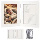 Your Design Geschenke: Gipsabdruck-Set mit 2-teiligem Holzrahmen für Baby-Hand-& Fußabdruck (Babyabdruck, Bilderrahmen-Set, Füße)